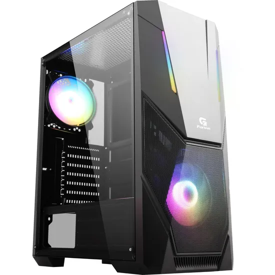 gabinete gamer mid tower rgb black hawk preto 70570 fortrek