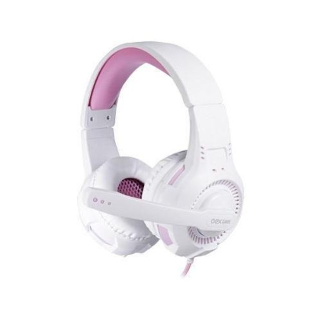 headset gamer gorky hs413 p/ ps4 / xbox one / pc branco/rosa p3 oex
