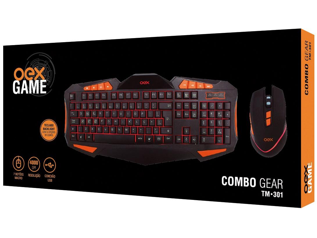 combo gamer teclado e mouse gear tm301 preto/laranja usb 485840