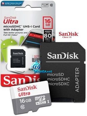 CARTÃƒO DE MEMORIA SANDISK 16GB MICRO SD ULTRA