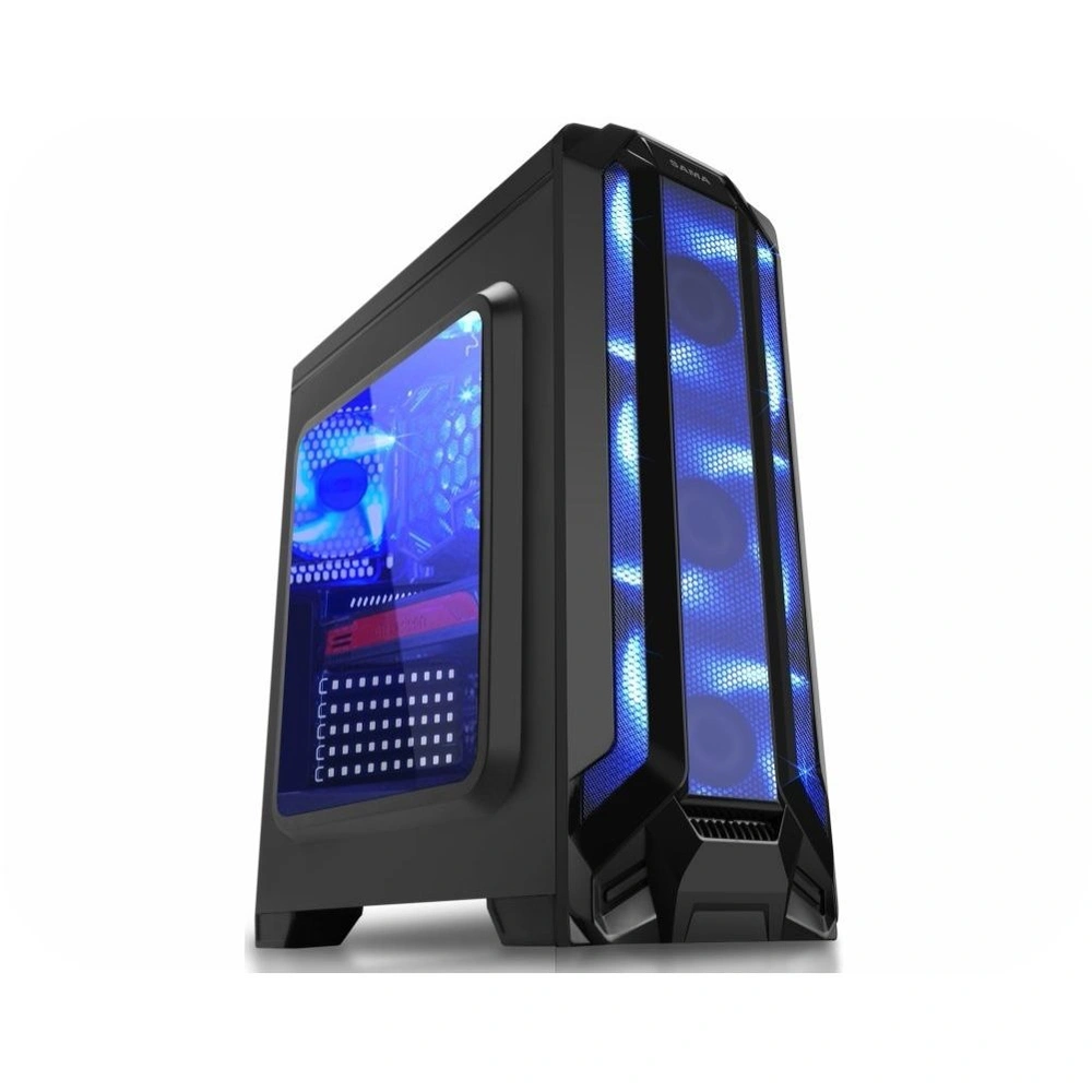 gabinete gaming war robot preto led azul cg-01f5 k-mex