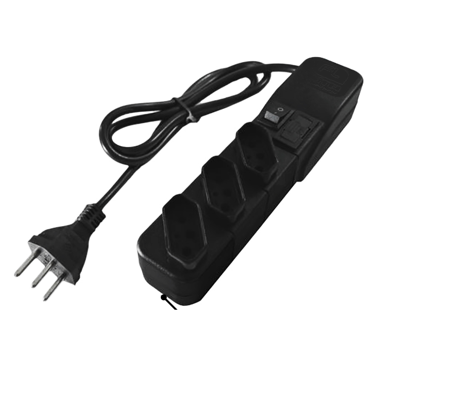 Filtro de Linha PlÃ¡stico - 3 Tomadas - Cabo 1m - Pt - Bivolt 